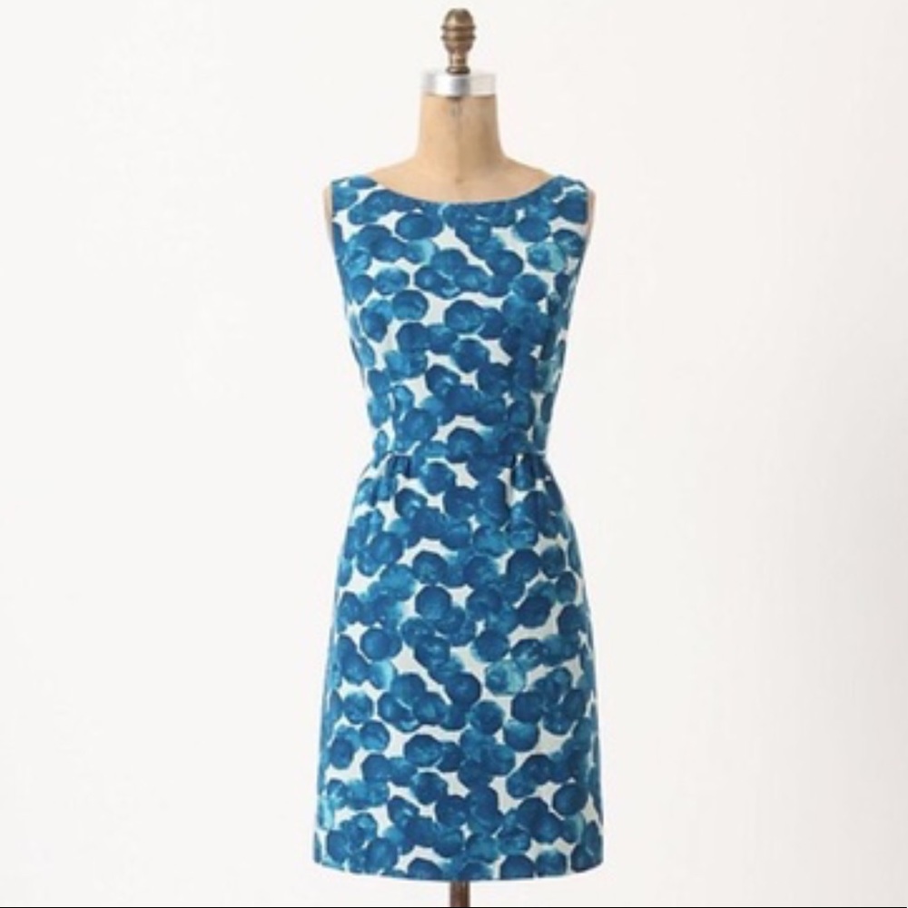 Anthro Tabitha Watercolor Gems Shift Dress Blue 2